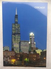 The Sears Tower and Chicago's newest tall buildings light up at night - Illinois