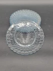 SET OF 5 ANCHOR HOCKING BLUE BUBBLE HOBNAIL DEPRESSION GLASS 9 1/2 INCH PLATES