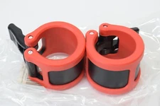 Clout Fitness 2" Locking Barbell Collar Quick Latch Rubber Bar Clamp Red 1 Pair