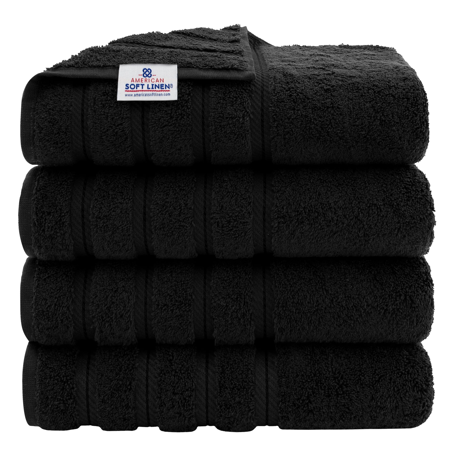 Premium Black 4-Piece Turkish Cotton Bath Towel Set 27x54