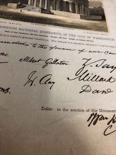 Washington Monument Certificate Of Contribution Historic Receipt Rare William - Picture 7 of 17