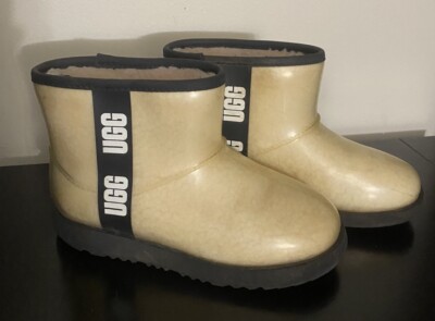 Ugg Classic Clear Mini Waterproof Boots - Natural /Black Women s Size 4