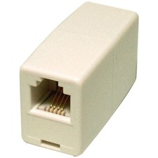1 Telephone Line Cord COUPLER Almond Modular F/F connect rj-11 rj-14 6P6C GE