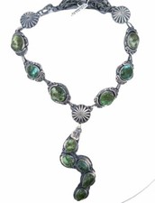 Sonoran Gold Turquoise Sterling Silver Navajo Handmade Snake Native Necklace
