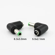 DC Power 5.5mm x 2.1mm Female to 6.3 x 3.0mm Male Right Angle Connector Adapter