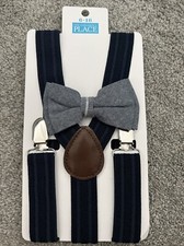 The Children  s Place 6-16 Blue Bow Tie W/ Suspenders