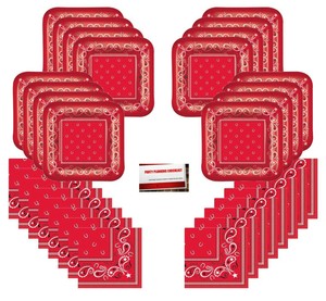 Download Red Paisley Bandana Birthday Party Supplies Bundle Pack ...