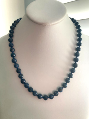D'Joy .925 Sterling Magnetverschluss 9 mm Lapis? Geknotete Perlen 19'' Halsband Halskette