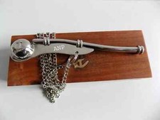 Sifflet de bateau en laiton nickelé 5" avec chaîne boîte en bois Bosun Call P...