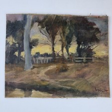 William Gregory Grant Signed Oil On Board Study Tree & Fences By Track