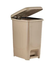 Superio Slim Step On Trash Can, 26 Qt, Beige Pedal Waste Bin 6.5 Gal.