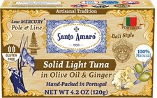 6 Pk: Santo Amaro Pole & Line Wild Tuna Fillets in Virgin Olive Oil - GINGER