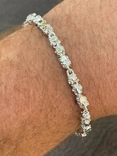 Custom Handmade Solid 925 Sterling Silver Nugget Link Bracelet 7-8.5" Mens 5.5mm