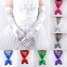Halloween Christmas Cosplay Gloves 55cm Satin Smooth Wedding Dress Long Gloves