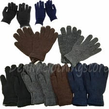 6 12 pair Men's Women XL Winter Warm Knit Knitted Gloves Stretch Dark Colors 9"