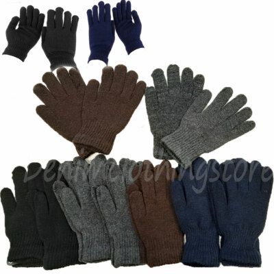 6~12 pair Men's Women XL Winter Warm Knit Knitted Gloves Stretch Dark Colors 9''