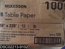 BENT/SMALL CUT: Qty 12: McKesson Table Paper, 18" X 225', White, Smooth, 100