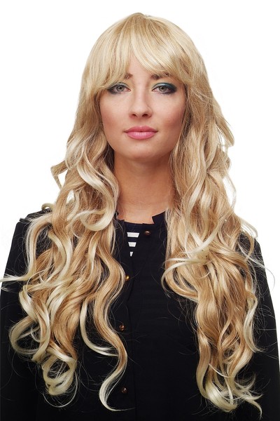 Damen PerüCke Blondmix Locken Wellig Lang Seitenscheitel Ca. 70 Cm 9204S-15BT613-image