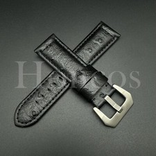 22 24 26 MM Black Genuine Leather Ostrich Watch Band Strap Fits for Panerai Sub