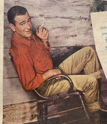 wayne cigarettes Vintage 1954 John Wayne Camel Cigarettes Print ad Art Photo Advertising  Western