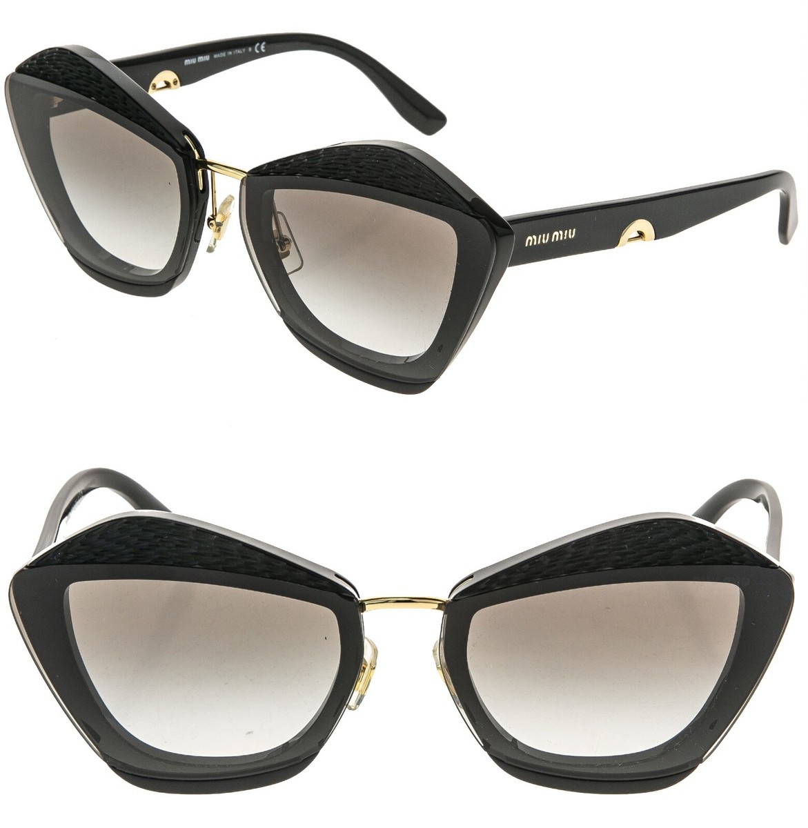 MIU MIU 01X CHARM MU01XS Black Geometric Luxury Fashion Runway