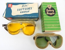 1C Pair Goggles Boxed 1950s Yellow Green Tint Steampunk Cosplay
