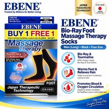 EBENE Bio-Ray Massage Pied Thérapie Chaussettes Hommes Long Noir Tourmaline Sans