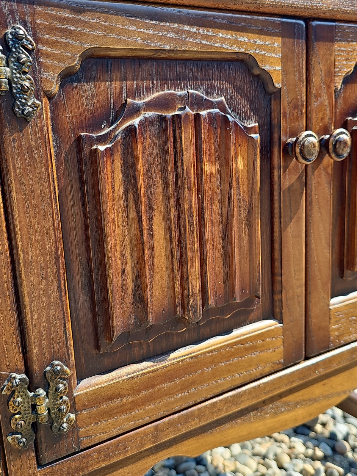 Nathan Pedestal Cabinet Cupboard Linenfold Doors Tudor Brown Old Charm Style — image 14