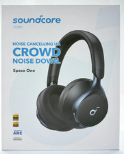 Soundcore Anker Space One Headphones Black Wireless Noise Cancelling A3035 New