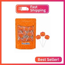 Fruidles 80-Count Orange Pumpkin Tattoo Lollipop Suckers Candy, Great for Goody