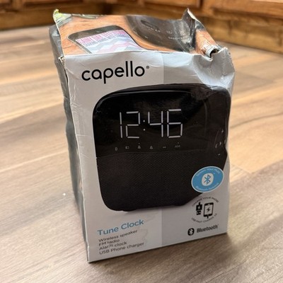 Capello Tune Dual Alarm Clock Wireless Speaker FM Radio USB Phone Charger CR60