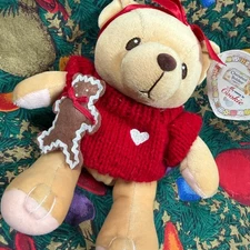 Vtg 1999 Enesco Cherished Teddies Christmas Cookie 8" Plush Brown Bear Holiday