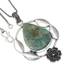 Pendant Amazonite Drusy Gemstone Handmade Gift For Her Silver Jewelry 2.75