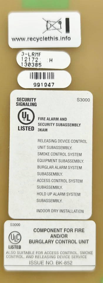 Edwards EST 3-LRMF S30000 3KAM Burglary Control Unit BK-852 140385 Filter Blank - Image 2 of 4