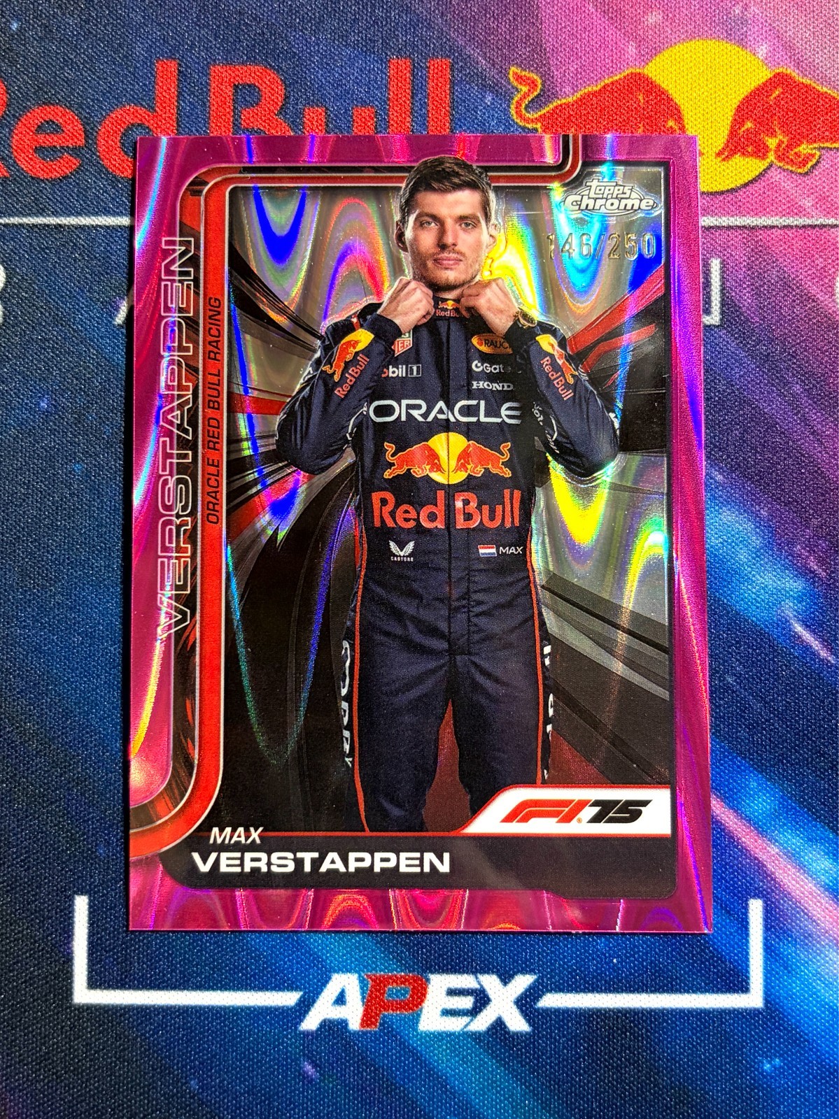 MAX VERSTAPPEN 2025 Topps Chrome Formula 1 F1 #1 Pink Raywave Portrait 146/250