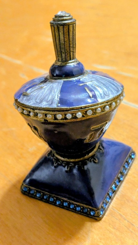 Dreidel: Jeweled Decorative Enamel on Pewter with Austrian Crystals--Exc Cond