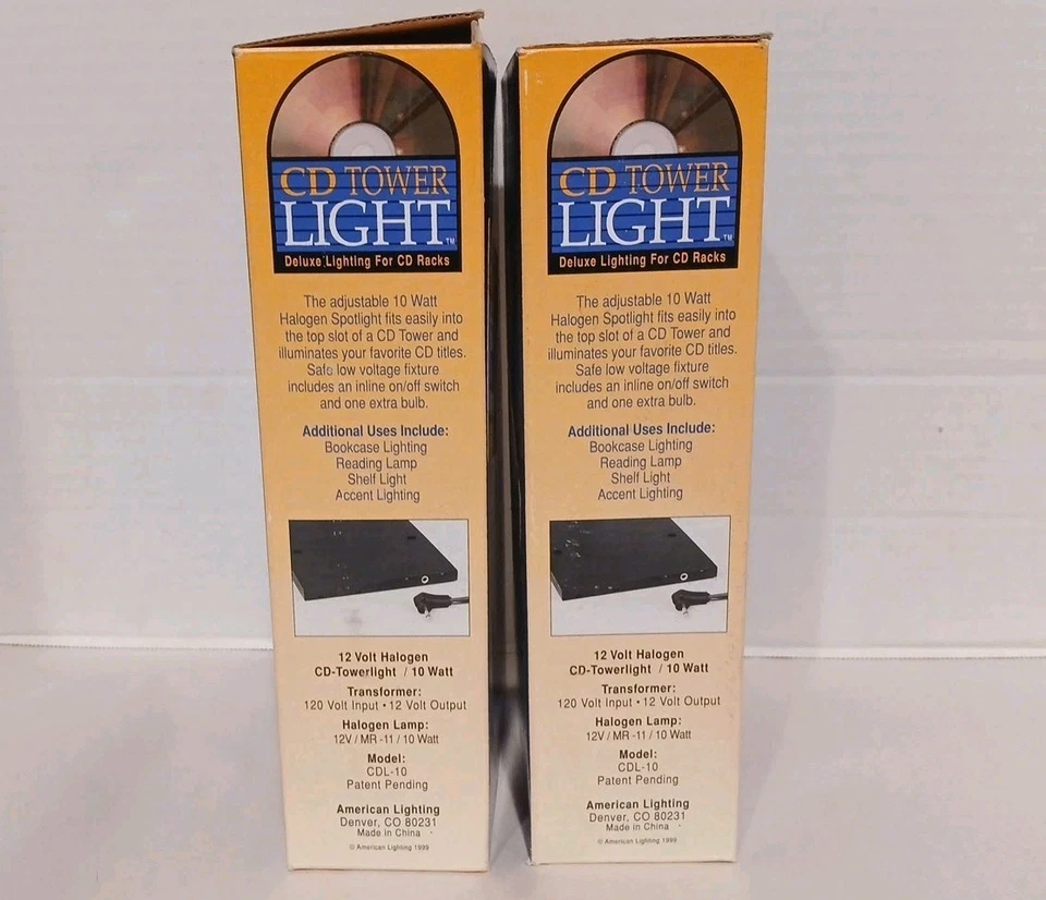 Lote de 2 Lámparas Torre CD (LUCES) Vintage Años 90 Para Soporte CD Totalmente Nuevas En Caja Foto 4 de 4
