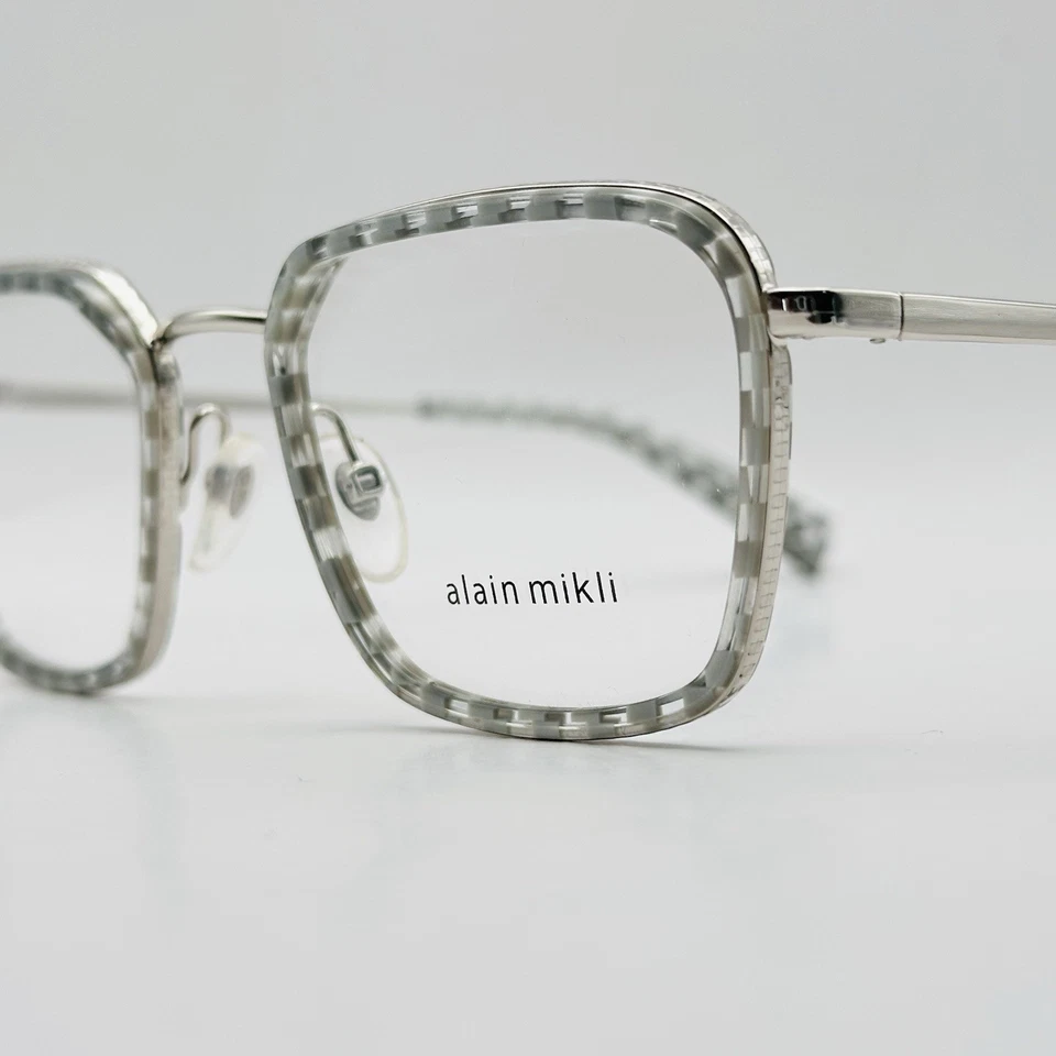 Anteojos Alain Mikli para hombre y mujer cuadrados grises plateados BEAUCARRE A02028 NUEVO Foto 4 de 4