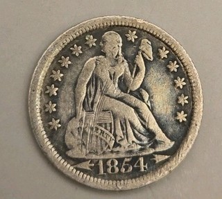 1854 Seated Liberty Silver Half Dime 5c Philadelphia Mint