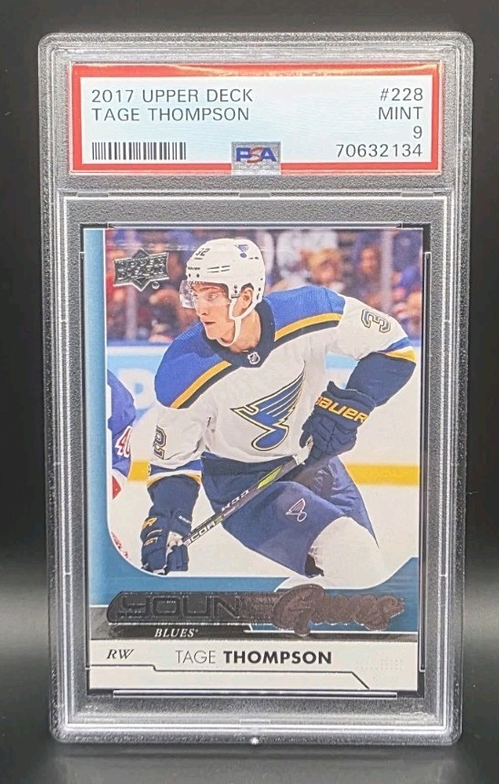 2017-18 Upper Deck Young Guns Tage Thompson #228 PSA 9 MINT Rookie RC