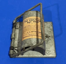 Antique 1911 The Faultless Rat Trap Metal Rodent Mouse Trap Richmond, Ind.