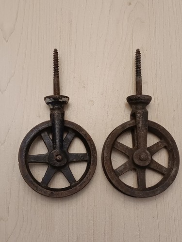 Vintage Heavy Cast Iron 3" Pulleys  lot of two  USA