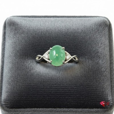 Zertifizierter burmesischer natürlicher Jadeit Jade Typ A Statement Ring / durchscheinend grün