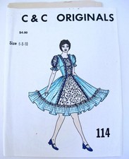 UNCUT Vintage C  C Originals Square Dance Ruffle Dress Pattern 114.Sizes 6 8 10