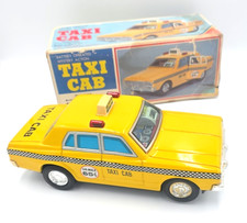 TAXI CAB TIN BATTERY TOY ORIGINAL BOX YONEZAWA JAPAN PARTS OR REPAIR