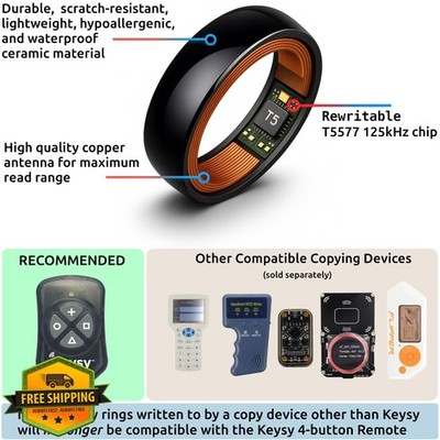 Keysy RFID Ring 125kHz T5577 Access Control Black Size 7