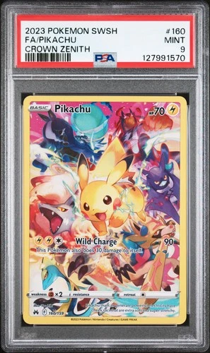 2023 POKEMON SWORD & SHIELD CROWN ZENITH #160 FULL ART/PIKACHU PSA 9