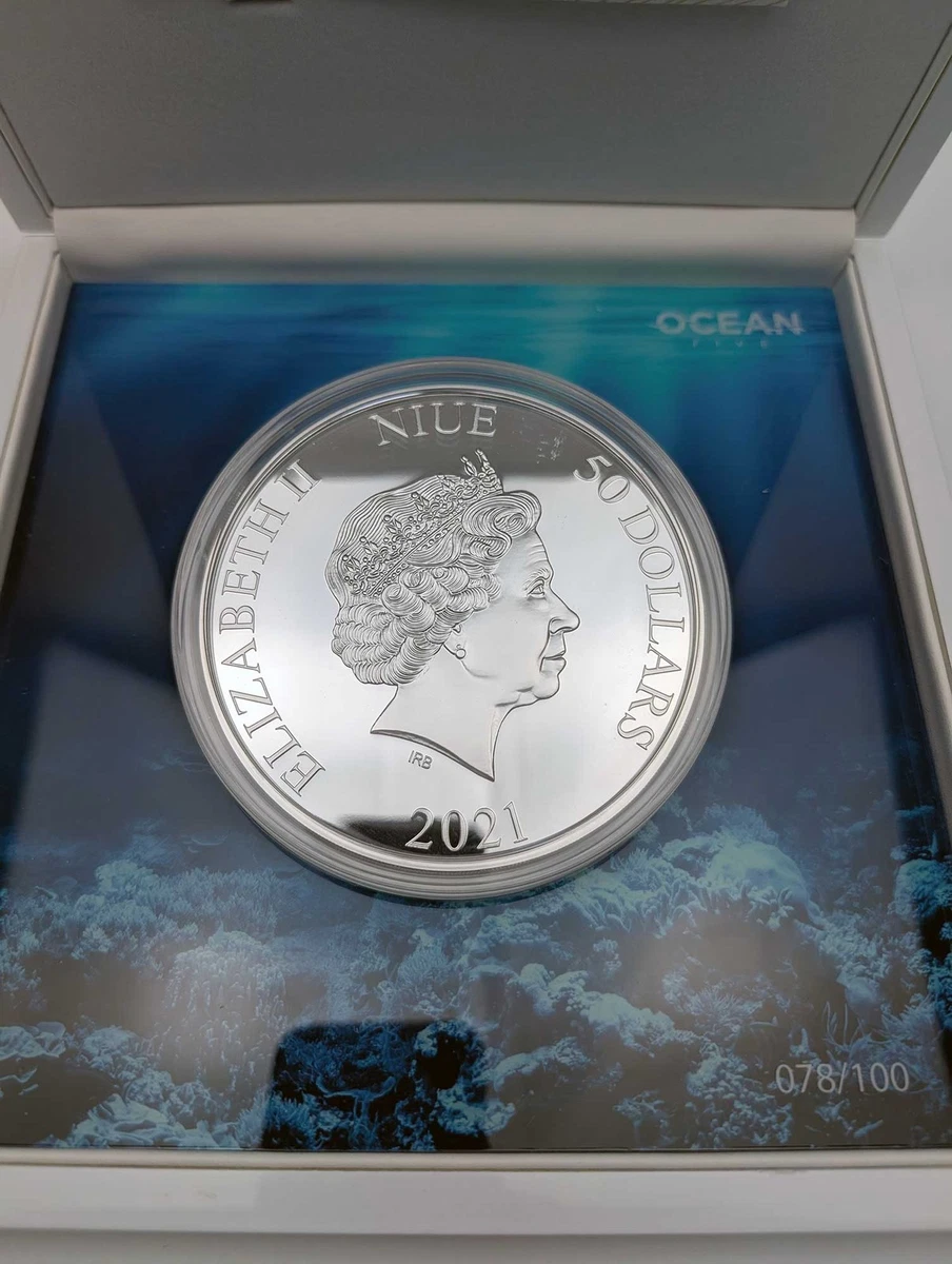 1 Kilo Silber Münze Ocean Five 2021 PP - Delfin - Auflage: 100!