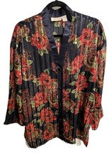 Victoria's Secret Gold Label Button Up Sleep Shirt BLUE Paisley Floral SHEER M