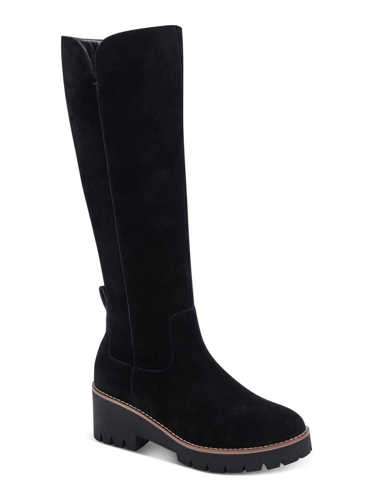 AQUA COLLEGE Womens Black Waterproof Dash Round Toe Block Heel Riding Boot 6.5 M